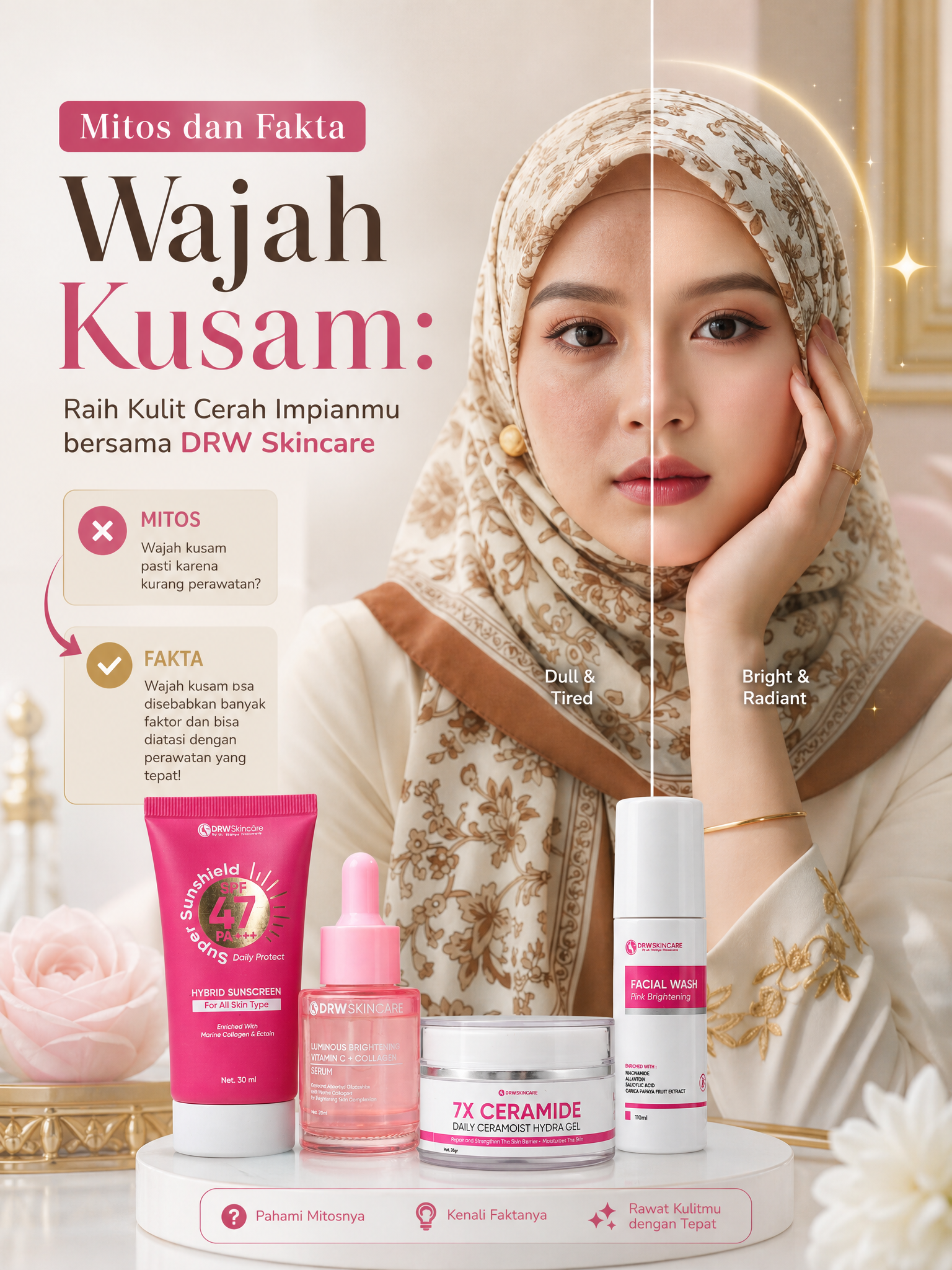 Mitos dan Fakta Wajah Kusam: Raih Kulit Cerah Impianmu bersama DRW Skincare
